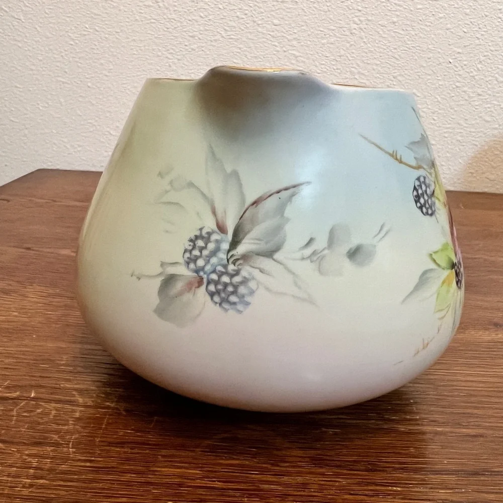 Vintage HandPainted Bavaria Pitcher by Kayser Blackberry Floral Design,Gold Rim